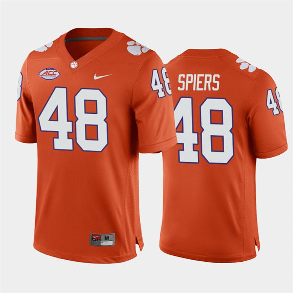 Mens Clemson Tigers #48 Will Spiers Nike Orange College Football Game Jersey