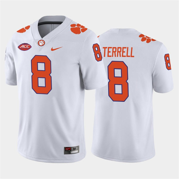 Mens Clemson Tigers #8 A.J. Terrell Nike White College Football Game Jersey