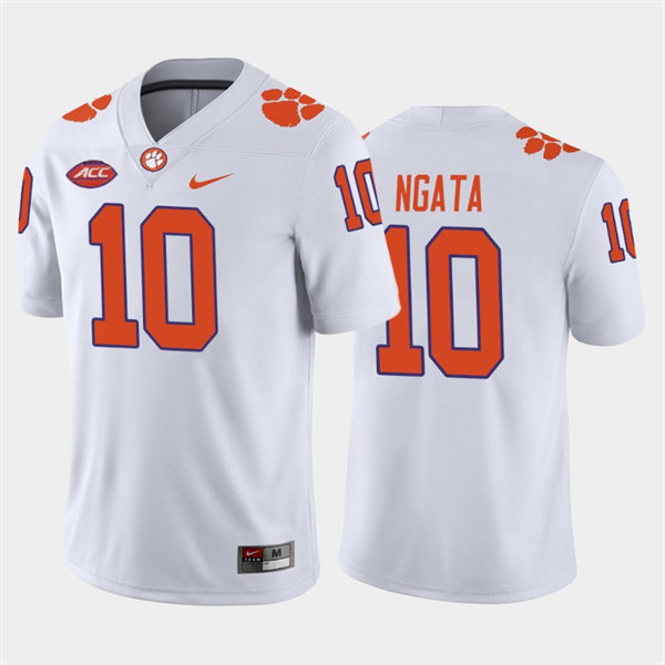 Mens Clemson Tigers #10 Joseph Ngata Nike White College Football Game Jersey