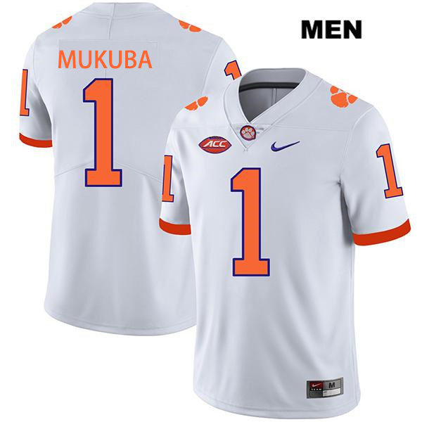 Mens Clemson Tigers #1 Andrew Mukuba Nike White College Football Game Jersey