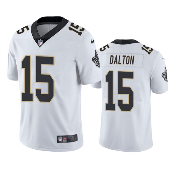 Mens New Orleans Saints #15 Andy Dalton Nike White Vapor Limited Player Jersey