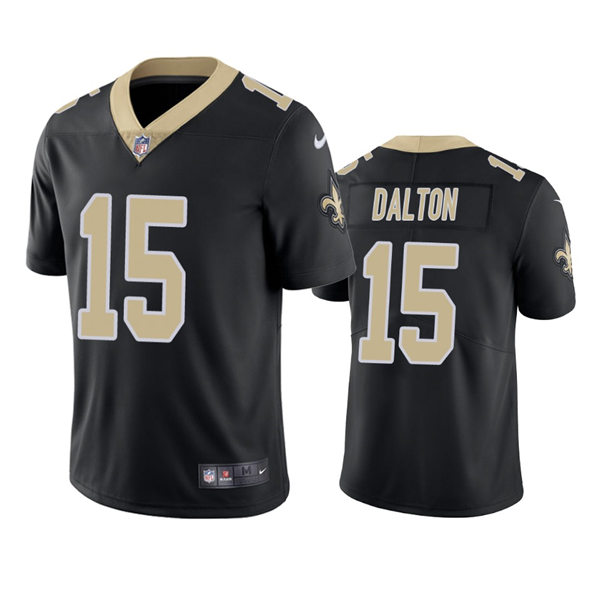 Mens New Orleans Saints #15 Andy Dalton Nike Black Vapor Untouchable Limited Jersey