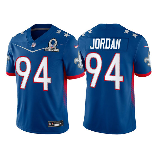 Mens New Orleans Saints #94 Cameron Jordan Royal 2022 NFC Pro Bowl Game Jersey