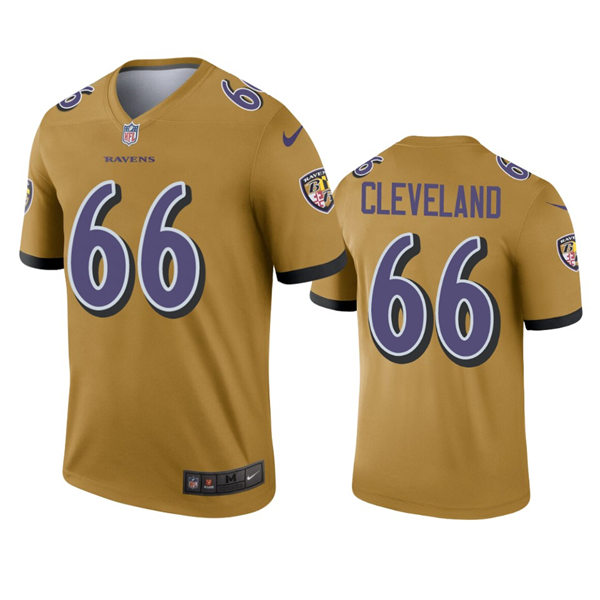 Men's Baltimore Ravens #66 Ben Cleveland Nike Gold Inverted Legend Jersey