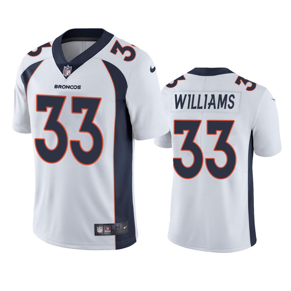 Women's Denver Broncos #33 Javonte Williams Nike White Limited Player Jersey