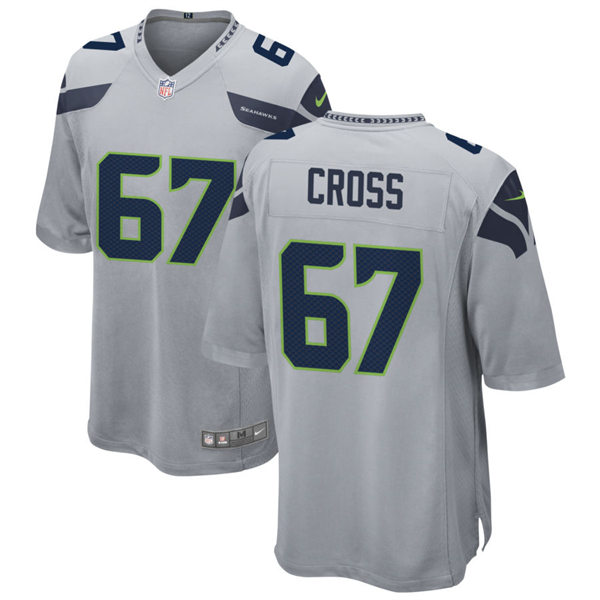 Mens Seattle Seahawks #67 Charles Cross Nike Gray Alternate Vapor Limited Jersey