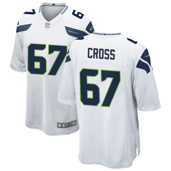 Mens Seattle Seahawks #67 Charles Cross Nike White Away Vapor Limited Jersey
