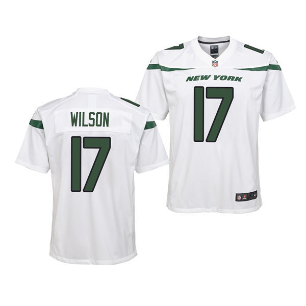 Youth New York Jets 20 Breece Hall Nike White Vapor Limited Jersey