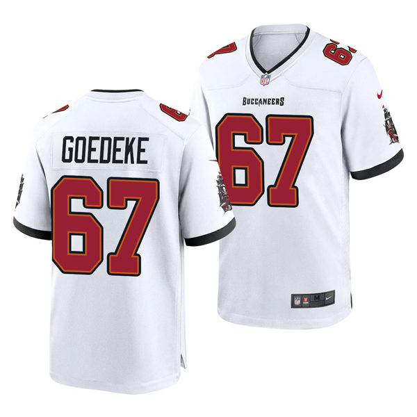 Mens Tampa Bay Buccaneers #67 Luke Goedeke Nike White Away Vapor Limited Jersey