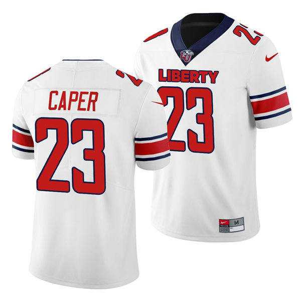 Mens Liberty Flames #23 Malik Caper Nike White College Football Game Jersey