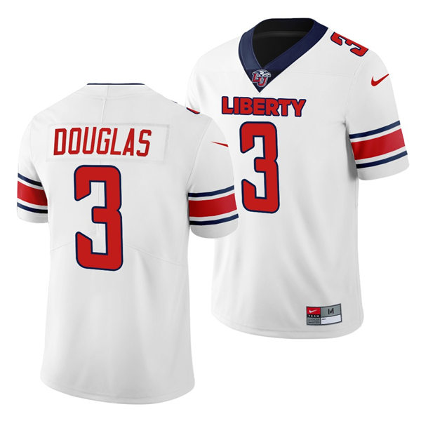 Mens Liberty Flames #3 Demario Douglas Nike White College Football Game Jersey