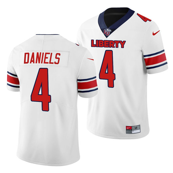 Mens Liberty Flames #4 C.J. Daniels Nike White College Football Game Jersey
