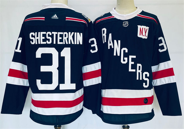 Mens New York Rangers #31 Igor Shesterkin  Navy 2018 Winter Classic Jersey