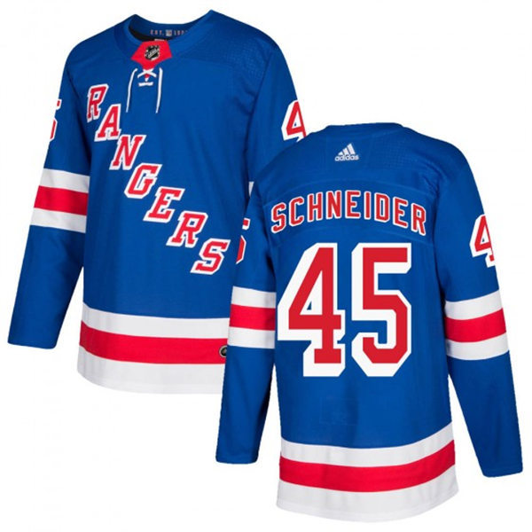 Mens New York Rangers #45 Braden Schneider Adidas Royal Home Primegreen Player Jersey