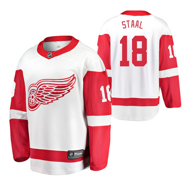 Men's Detroit Red Wings #18 Marc Staal Adidas White Away Jersey