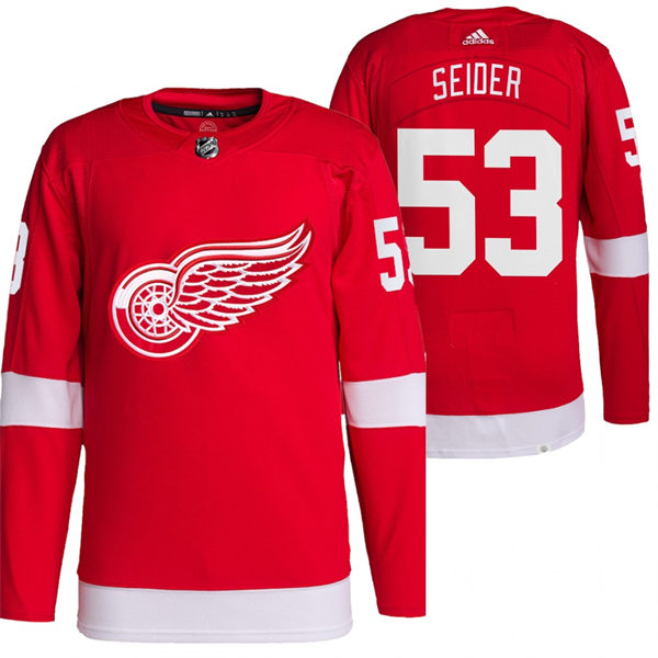 Men's Detroit Red Wings 23 Lucas Raymond Adidas Home Red Jersey