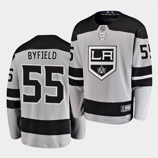 Mens Los Angeles Kings #55 Quinton Byfield adidas Alternate Grey Jersey