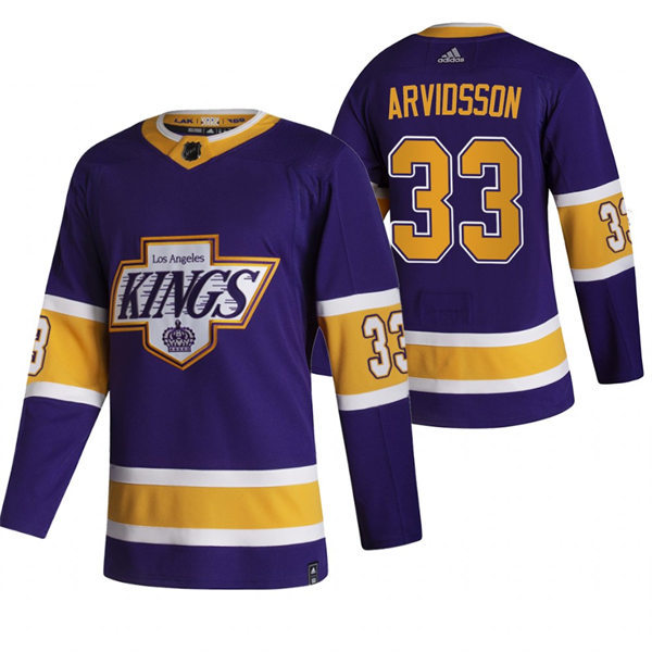 Mens Los Angeles Kings #33 Viktor Arvidsson adidas Purple 2021 Reverse Retro Jersey