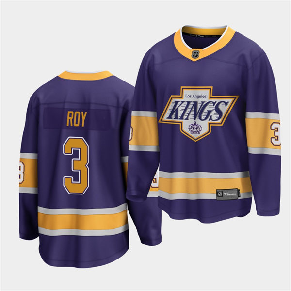 Mens Los Angeles Kings #3 Matt Roy adidas Purple 2021 Reverse Retro Jersey