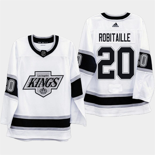 Men's Los Angeles Kings Retired Player #20 Luc Robitaille adidas White Away Premier Player Jersey
