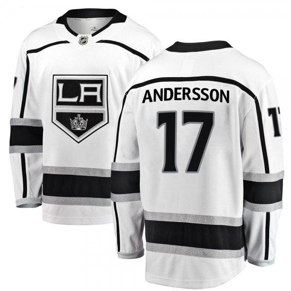 Mens Los Angeles Kings #17 Lias Andersson adidas White Away Premier Player Jersey