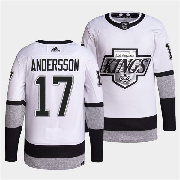 Mens Los Angeles Kings #17 Lias Andersson 2021-22 adidas White Alternate Premier Breakaway Player Jersey