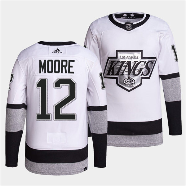 Mens Los Angeles Kings #12 Trevor Moore 2021-22 adidas White Alternate Premier Breakaway Player Jersey