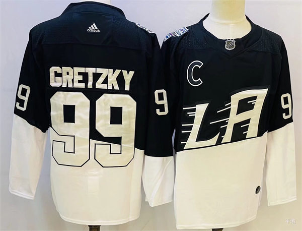 Men's Los Angeles Kings Retired Player #99 Wayne Gretzky Black White 2020 Stadium Series Jersey