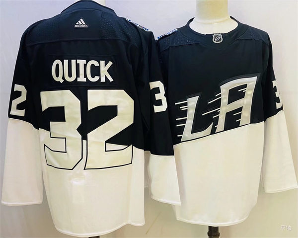 Men's Los Angeles Kings #32 Jonathan Quick Black White 2020 Stadium Series Jersey