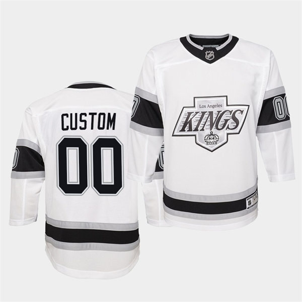 Youth Los Angeles Kings Custom Stitched 2021-22 adidas White Alternate Premier Jersey