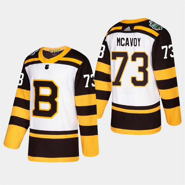 Men's Boston Bruins #73 Charlie McAvoy adidas White 2019 Winter Classic Jersey