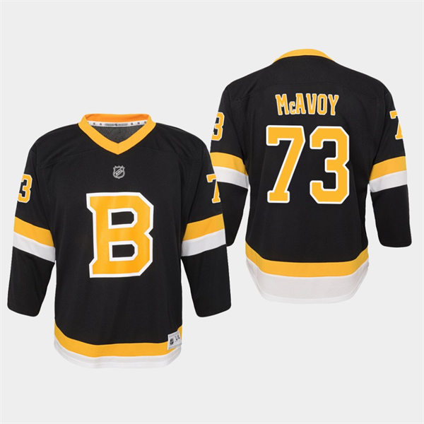 Youth Boston Bruins #73 Charlie McAvoy adidas Third Black Retro 1948 Jersey