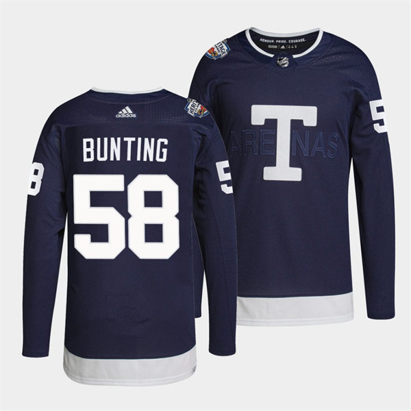 Men's Toronto Maple Leafs #58 Michael Bunting 2022 Navy Team Heritage Classic Jersey