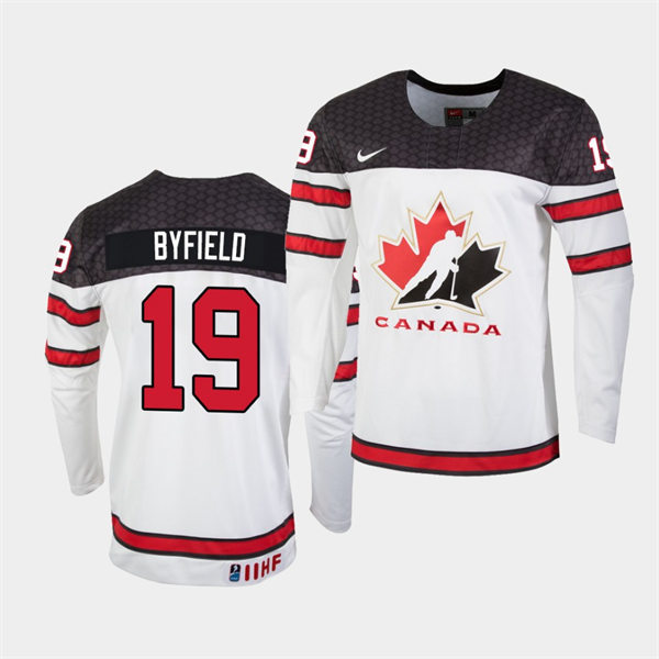 Mens 2021 IIHF World Championship Canada #19 Quinton Byfield Nike White Jersey