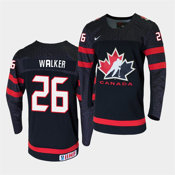 Mens 2021 IIHF World Championship Canada #26 Sean Walker Nike Black Jersey
