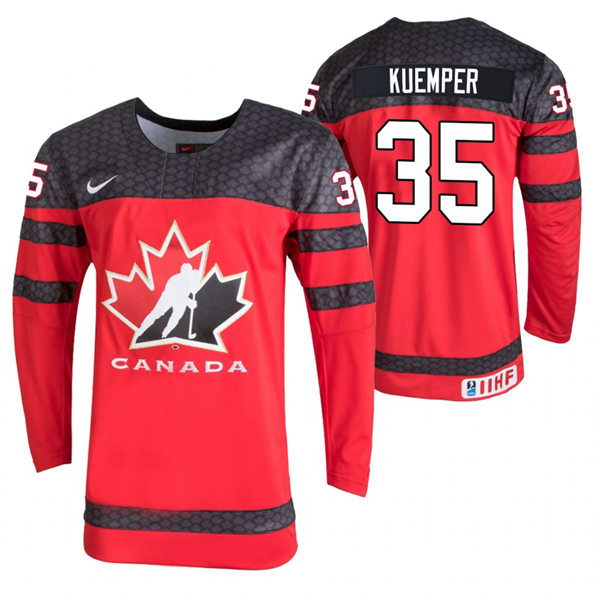 Mens 2021 IIHF U18 World Championship Canada #35 Darcy Kuemper Nike Red Jersey