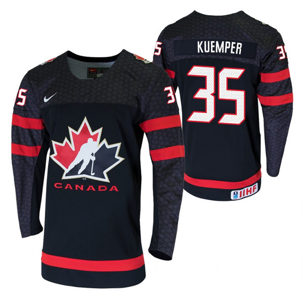 Mens 2021 IIHF U18 World Championship Canada #35 Darcy Kuemper Nike Black Jersey