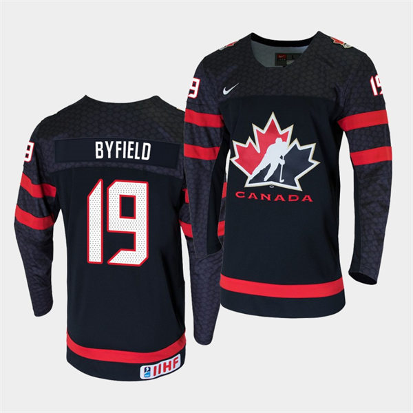 Mens 2021 IIHF World Championship Canada #19 Quinton Byfield Nike Black Jersey