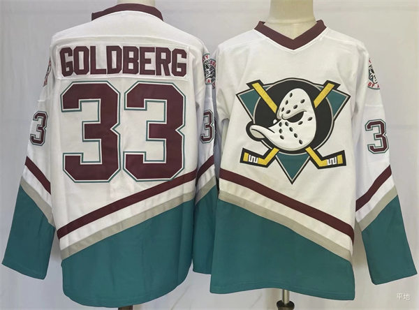 Men's #33 Greg Goldberg The Mighty Ducks Movie Hockey Jersey Stitched White