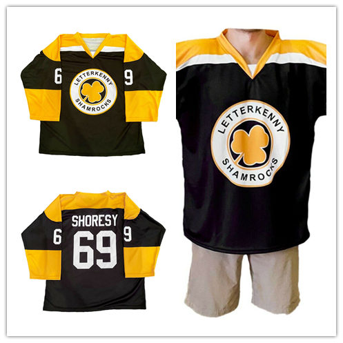 Mens Letterkenny Shamrockettes TV Series #69 Shoresy Black Hockey Jersey