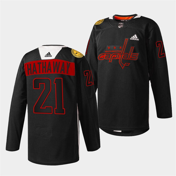 Men's Washington Capitals #21 Garnet Hathaway 2022 Black History Night special warmup Jersey