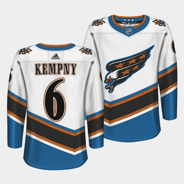 Men's Washington Capitals #6 Michal Kempny Adidas White Screaming Eagle Retro Jersey
