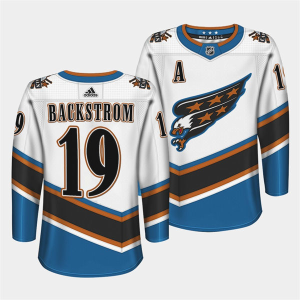 Men's Washington Capitals #19 Nicklas Backstrom Adidas White Screaming Eagle Retro Jersey