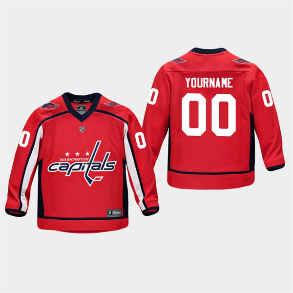 Youth Washington Capitals Custom Stitched adidas Home Red Jersey