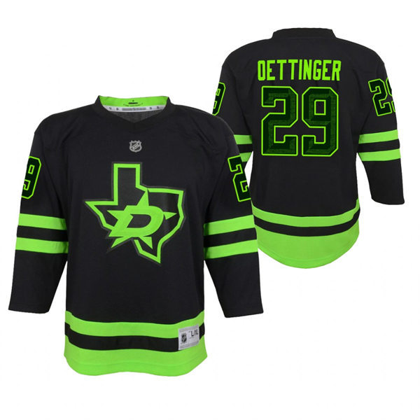 Youth Dallas Stars #29 Jake Oettinger Blackout Alternate Jersey