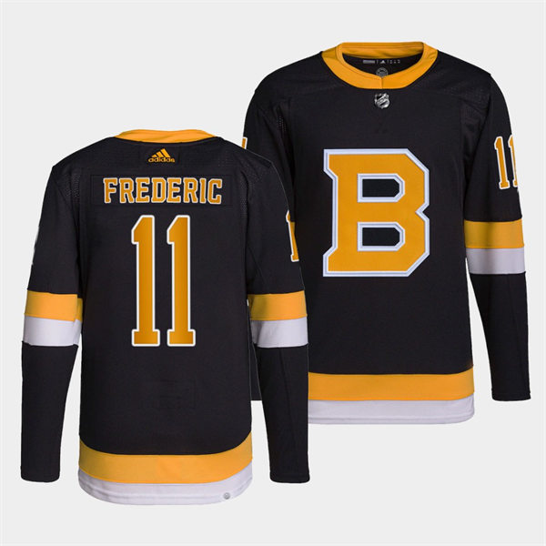 Mens Boston Bruins #11 Trent Frederic adidas Black Alternate Retro Jersey