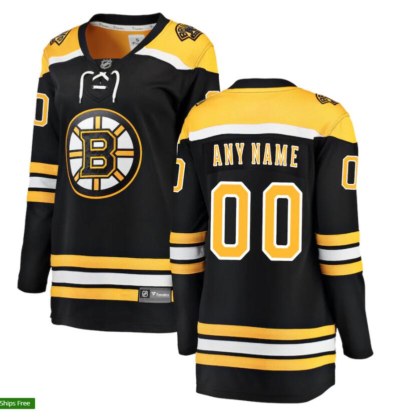 Women's Boston Bruins Custom adidas Black Home Primegreen Jersey