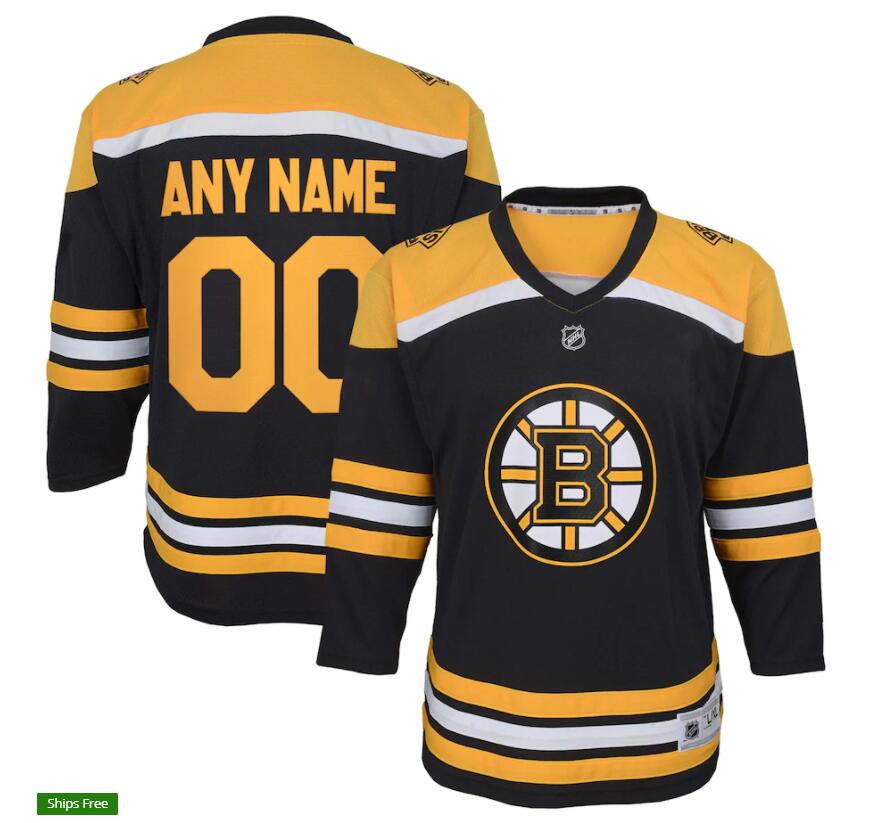 Youth Boston Bruins Custom adidas Black Home Primegreen Jersey