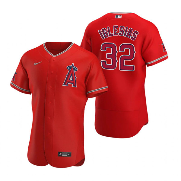 Mens Los Angeles Angels #32 Raisel Iglesias Nike Red Alternate 2nd FlexBase Jersey