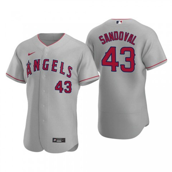 Mens Los Angeles Angels #43 Patrick Sandoval Nike Gray Road FlexBase Player Jersey
